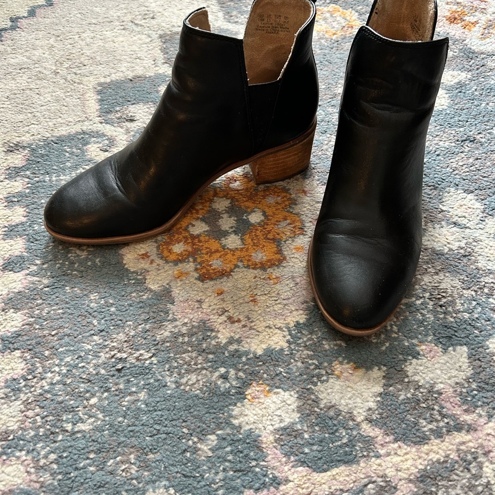 Dr. Scholl's Black Ankle Booties with Brown Heel